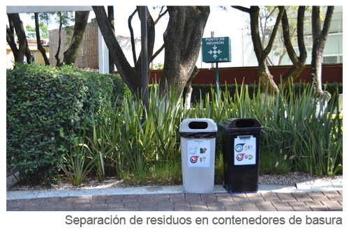 Separación de residuos en contenedores de basura